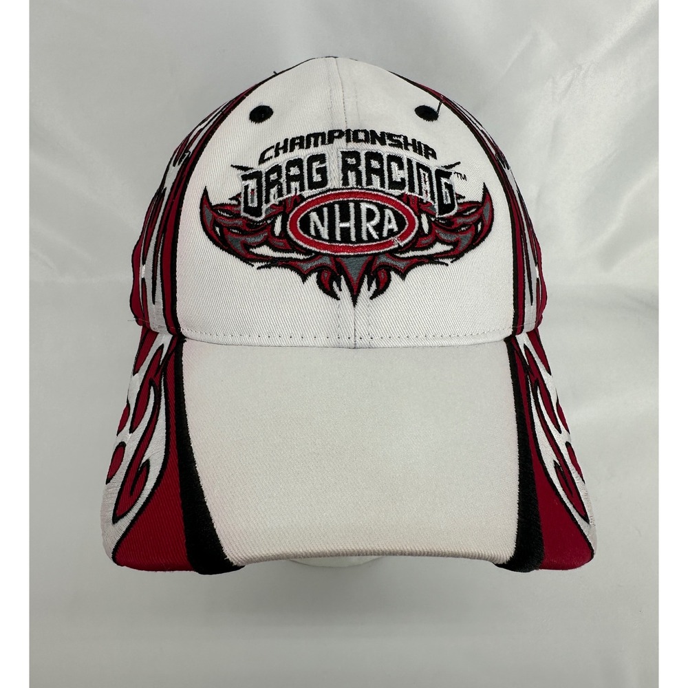 Main Gate NHRA Drag Racing Hat Mens OSFM White Red Black 2015 Flame Embroidered